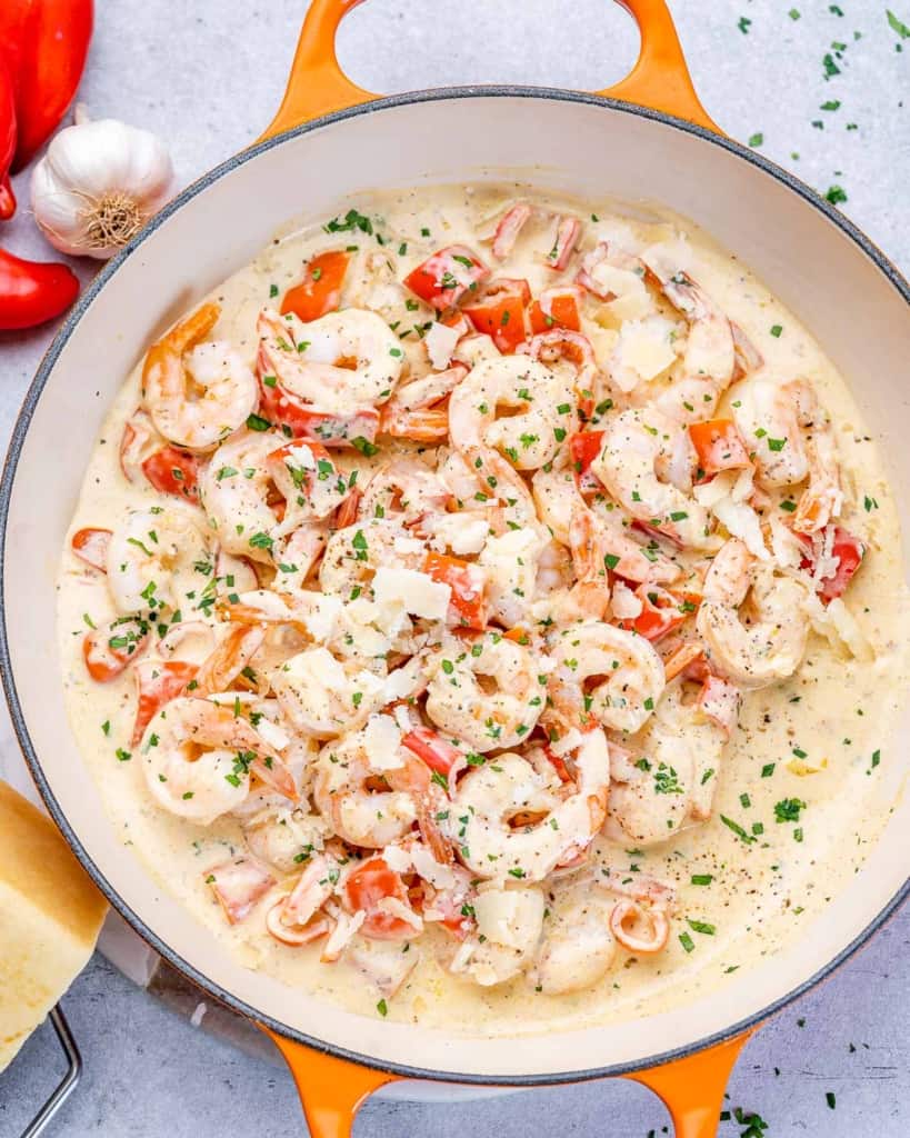 Creamy Garlicky Shrimp Skillet – Made Easier with the Pan Buddy from Kitchinventions